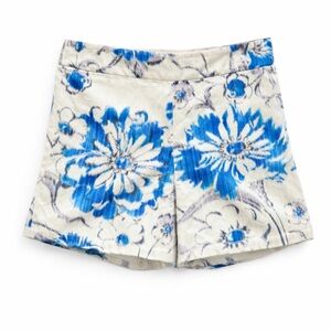 Charlotte Brody Blue & Cream‎ Floral Flat Front Shorts Size 4